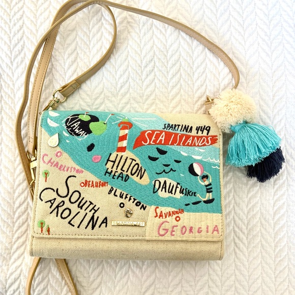 Spartina 449 Handbags - Spartina 449 Sea Islands Crossbody Bag - Blue and Tan